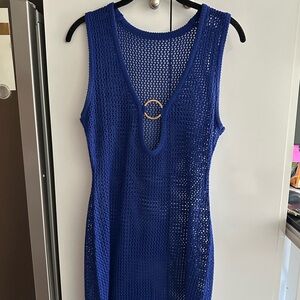 Women’s crochet beach cover up blue
